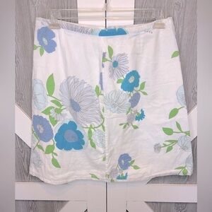 Izod White and Blue Floral Skirt